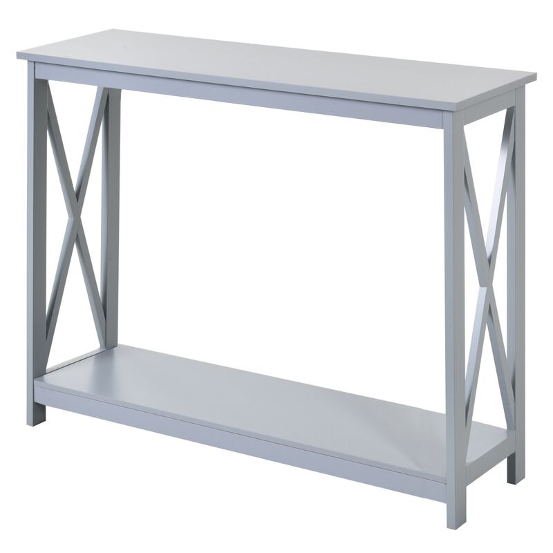Grey Modern Hallway: 2-Tier Console Table with Storage Shelf