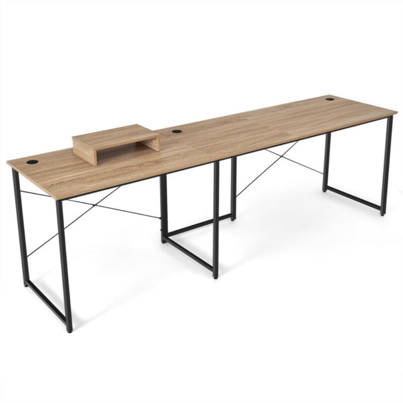 Hivvago 95 Inch 2-Person L-Shaped Long Reversible Computer Desk with Monitor Stand