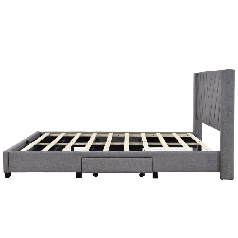 Streamdale Queen Size Storage Bed Linen Upholstered Platform Bed With 3 Drawers