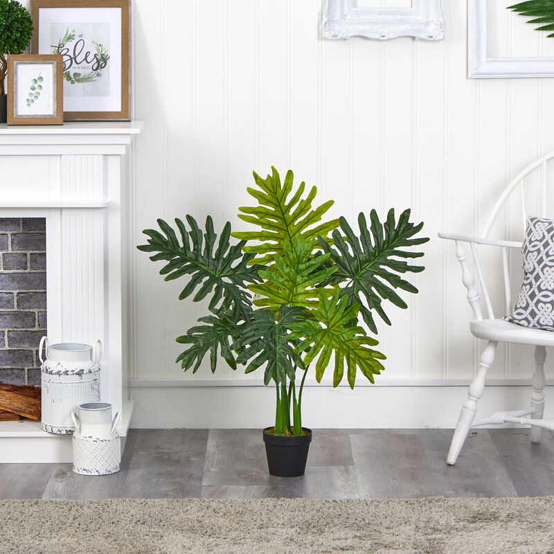 Hivvago 3" Philodendron Artificial Plant (Real Touch)