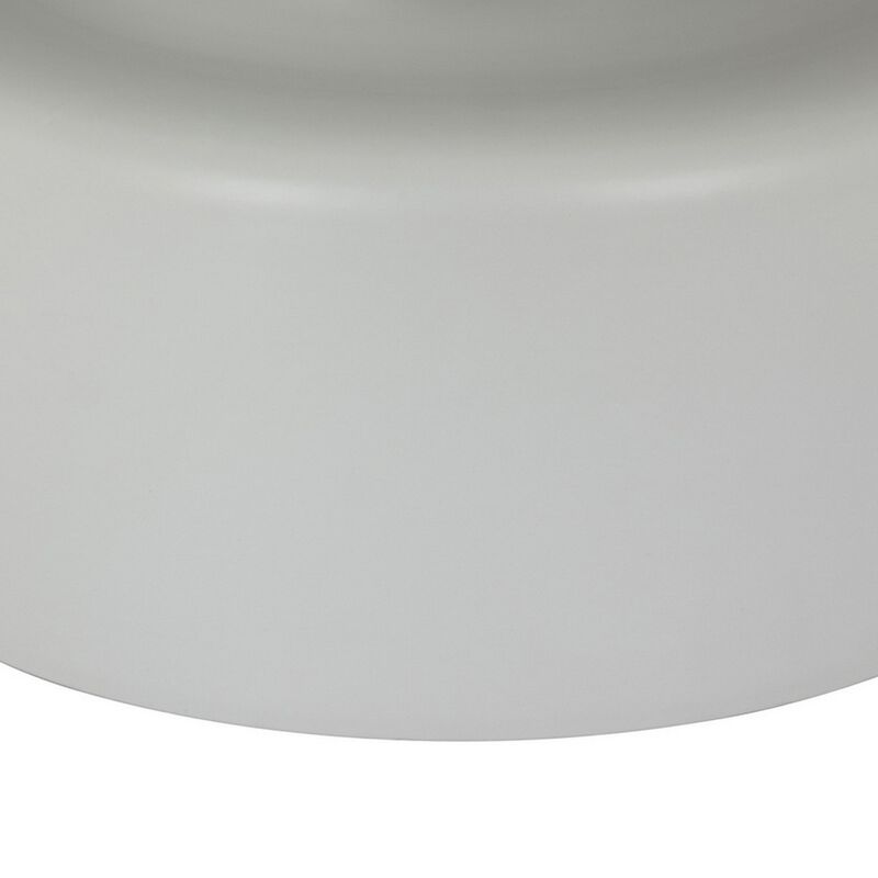 Ricca Plant Stand Table, White Metal, Round 29 Inch Top, Pedestal Base - Benzara