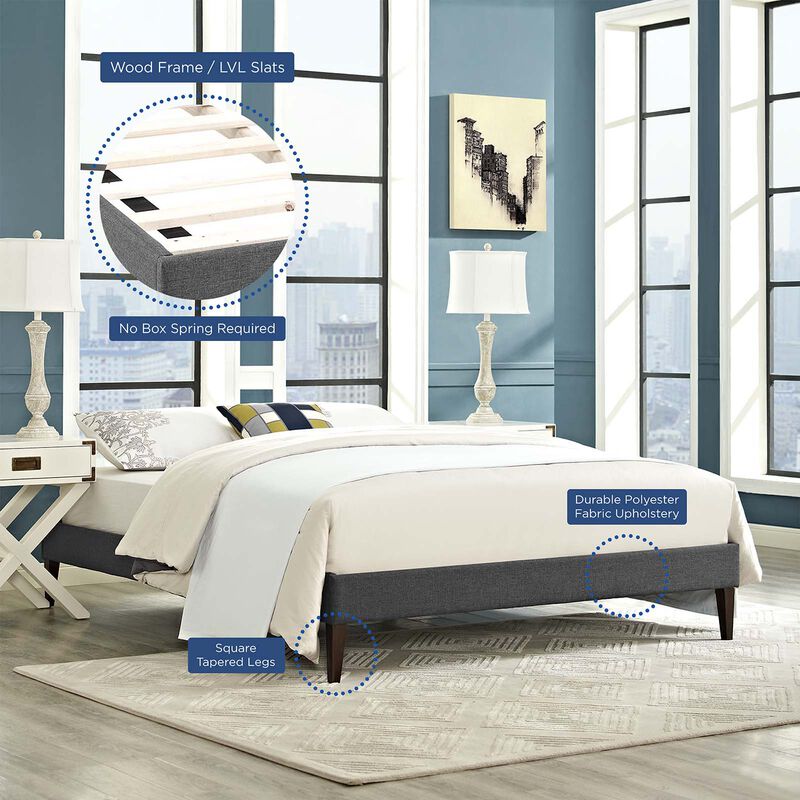 Modway - Tessie Full Fabric Bed Frame with Squared Tapered Legs