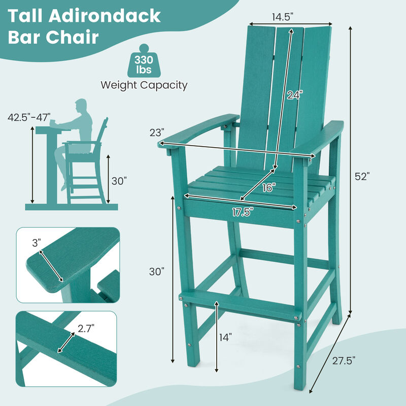 Adirondack Outdoor Bar Stool with Ergonomic Backrest – Comfortable Patio Seating