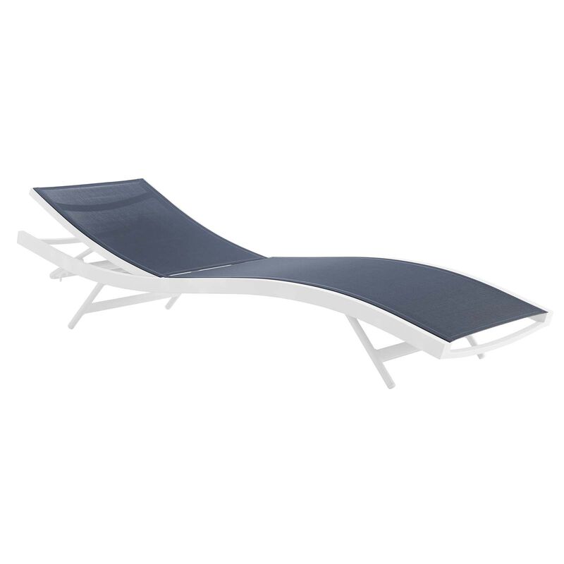 Glimpse Outdoor Patio Mesh Chaise Lounge Chair - White Navy