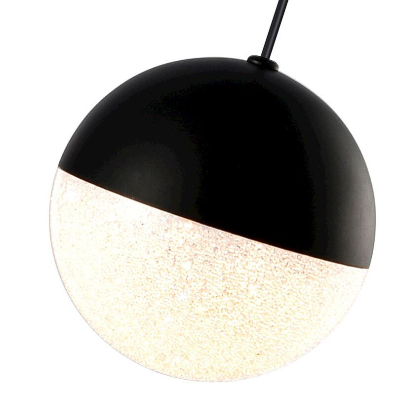 VONN Lighting Integrated LED Height Adjustable Pendant Light with Globe Shade in Black
