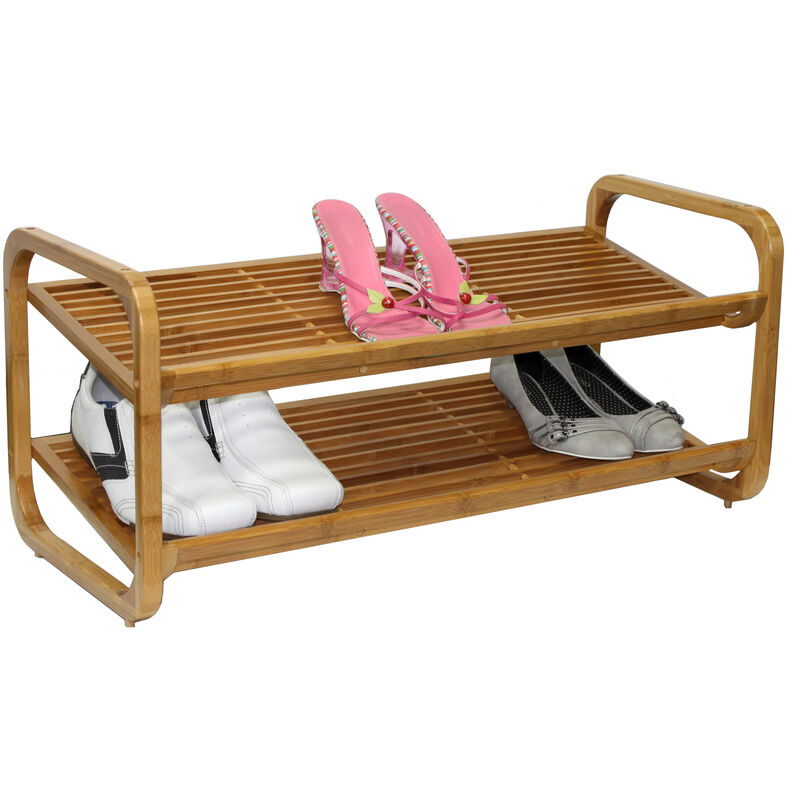 Oceanstar  2 Tier Bamboo Shoe Rack, Rounded