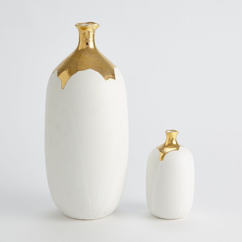 Large Dipped Golden Crackle Vase