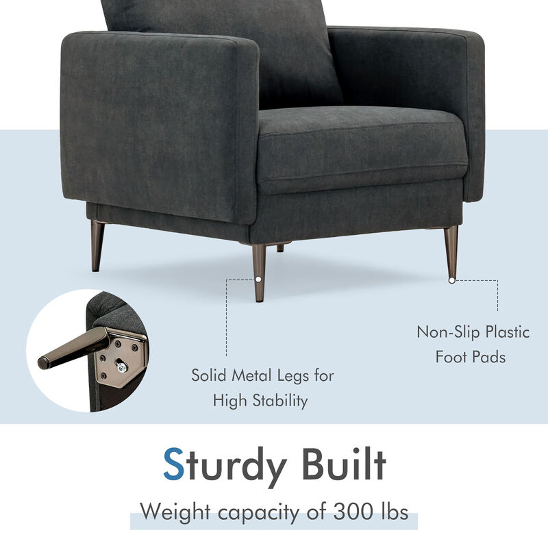 Costway Modern Upholstered Accent Chair Single Sofa Armchair Living Room Funiture