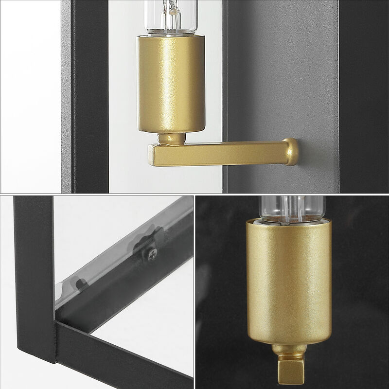 Berlin Modern Industrial Indoor Outdoor Rectangular Iron Glass LED Outdoor Lantern