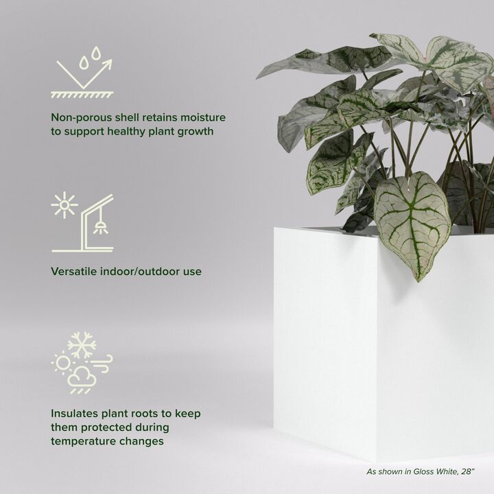 Greenline Fiberglass Jack Medium Indoor/Outdoor Square Cube Planter - 16 in x 16 in x 16 in