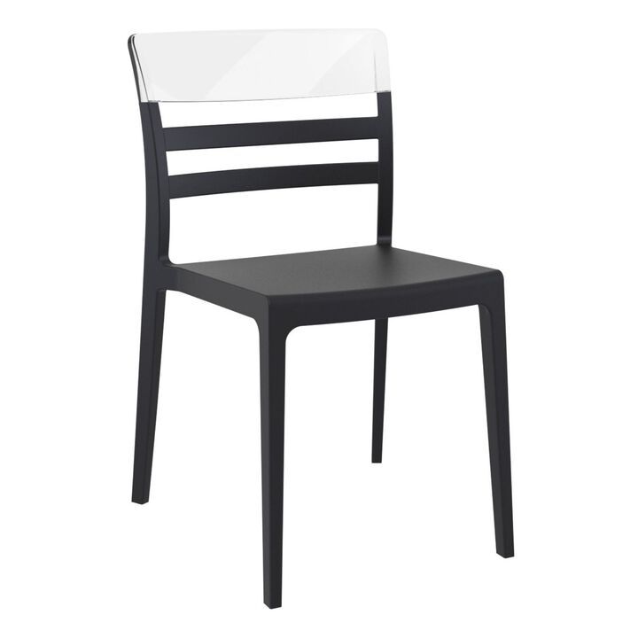 33" White and Red Transparent Outdoor Patio Dining Chair