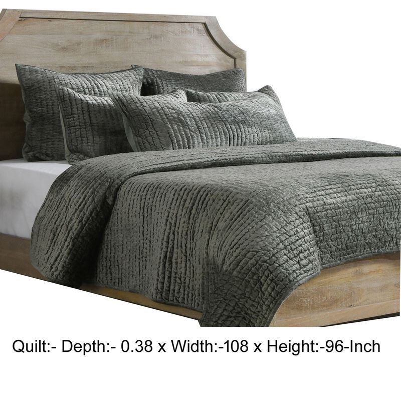 Lipa 96 x 108 Handmade King Quilt with Polyfill and Cotton Binding-Benzara