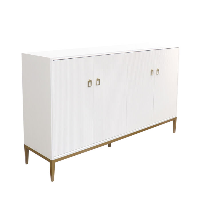 Pasargad Home Victoria Ivory Sideboard, 4 Doors, 2 Drawer with Bronze Metal Frame