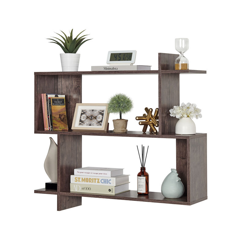 Manasa Floating Geometric Kilter Two-Tier Wall Shelf
