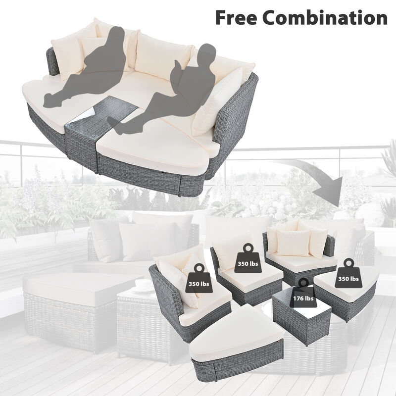 Merax Patio Outdoor Conversation Sofa Table Seating Set