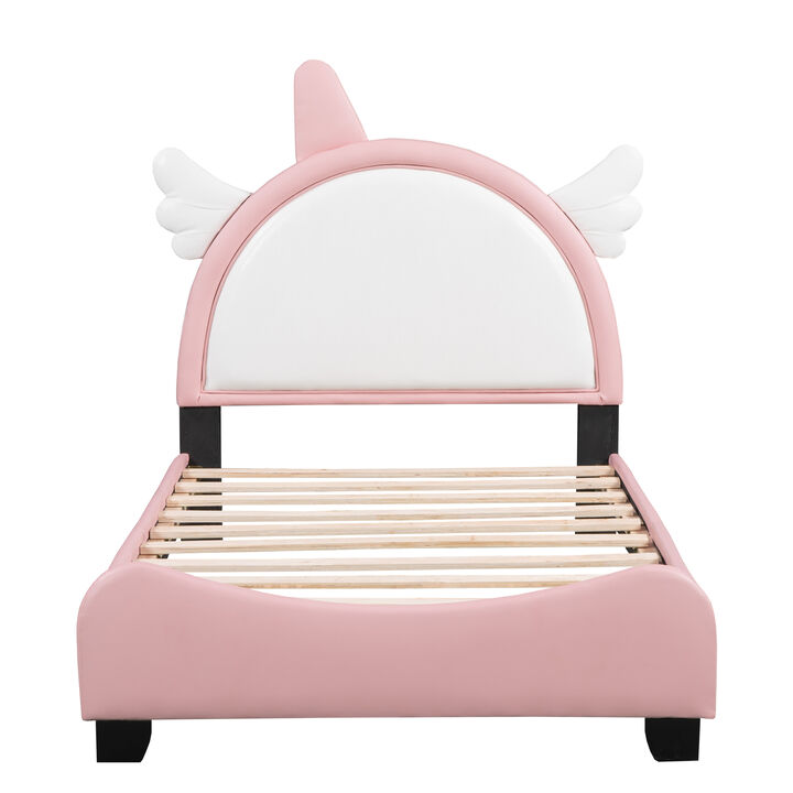 Merax  Upholstered Bed With Unicorn Shape Headboard