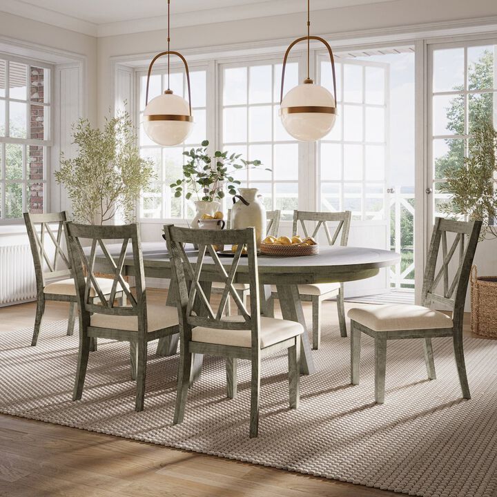 Jofran Solid Wood Seven Piece Dining Table Set