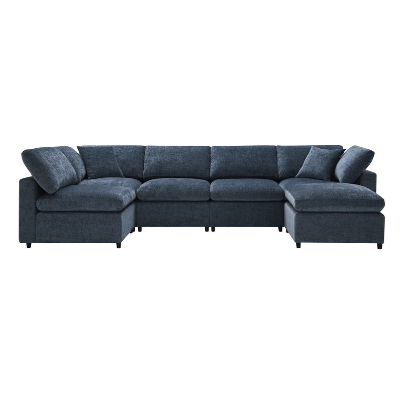 Merax 6 Seats Chenille Sofa Set with Ottoman