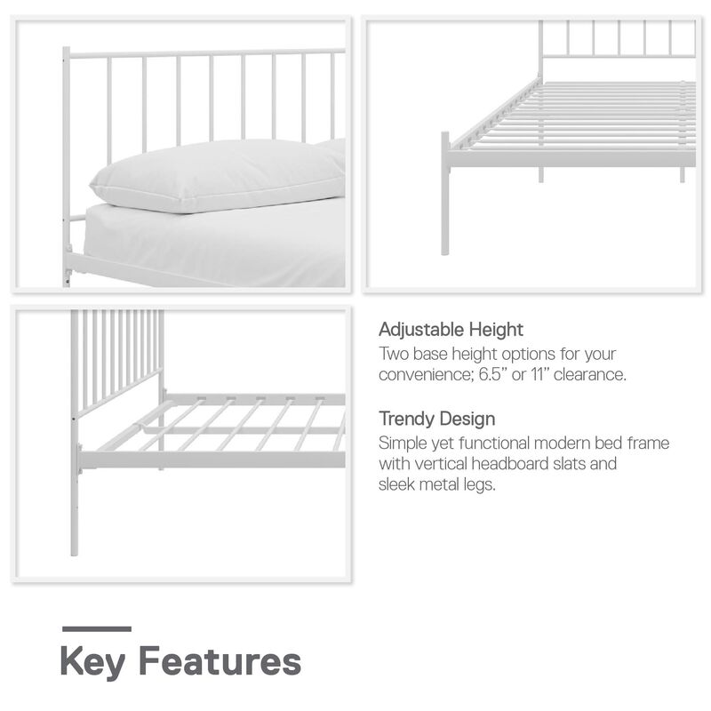 Ares Metal Bed, Full, White