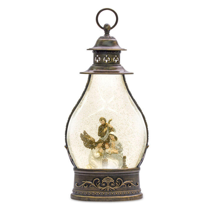 Snow Globe Lantern with Holy Family Plastic 6 Hr Timer 3 AA Batteries