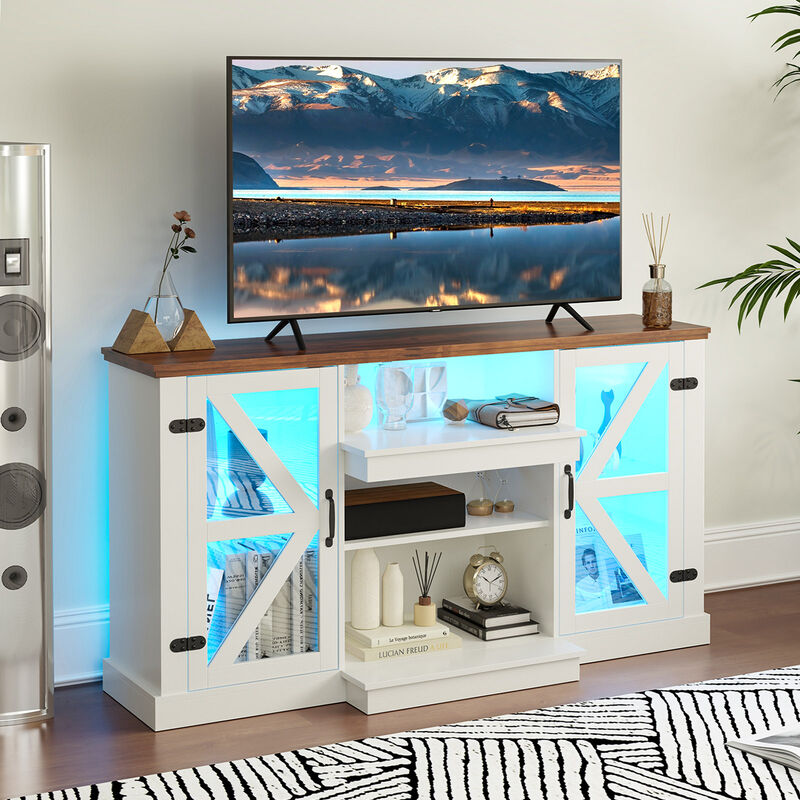 Media Console Table with 3-Level Shelves and 22 Dynamic LED Light Modes for Modern Entertainment Spaces