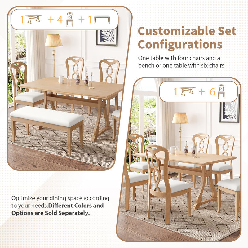 Merax Retro Table with Chairs and Bench Dining Set