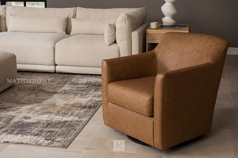 Bradney Leather Swivel Accent Chair