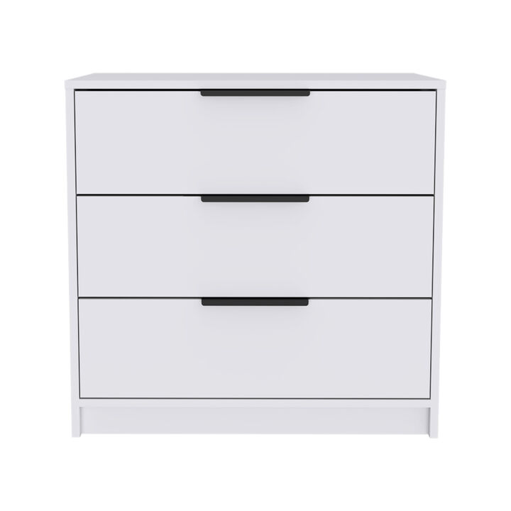 DEPOT E-SHOP Egeo 3 Drawers Dresser, Superior Top, White