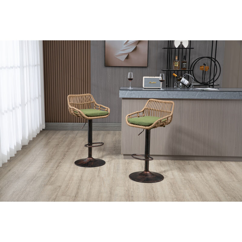 Swivel Bar Stools Set Of 2 Adjustable Counter Height Chairs With Footrest For Kitchen, Dining