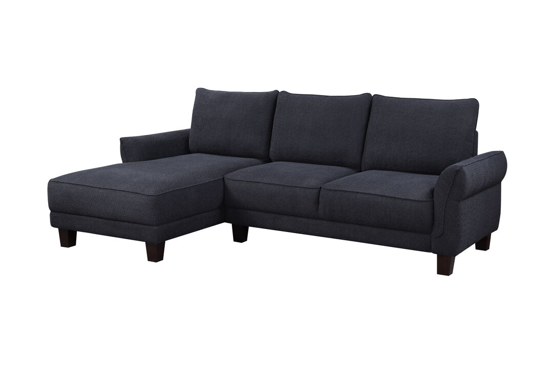 Belle Black Sherpa Sectional Sofa With Left Facing Chaise