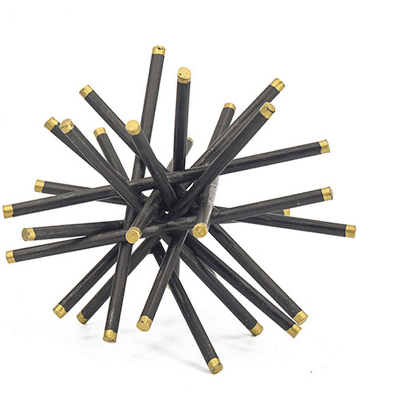 11, 8, 6 Inch Table Top Decorative Abstract Statuettes Set of 3, Black Gold - Benzara