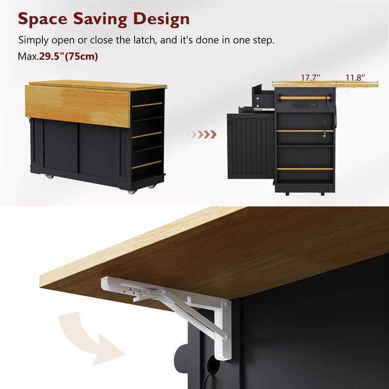 Merax Farmhouse Kitchen Island with Drop Leaf