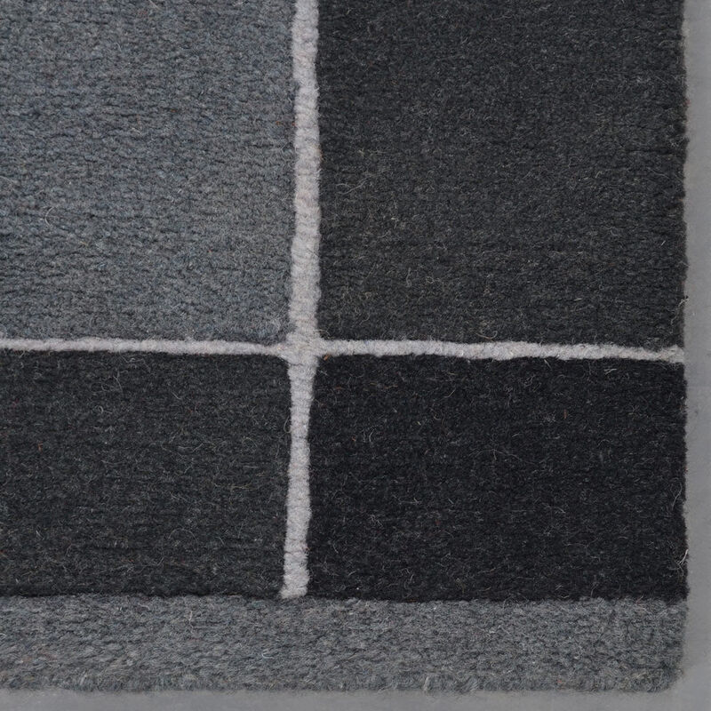 Rugsotic Carpets Hand Knotted Tibbati Wool 5'7''x7'10'' Area Rug Contemporary Gray Black T00206