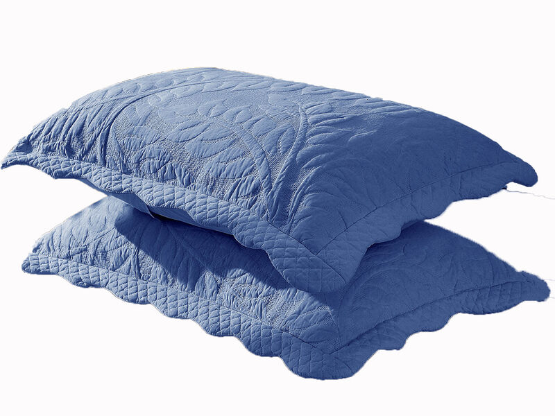 MarCielo 100% Cotton Embroidered Quilted Pillow Shams -Standard