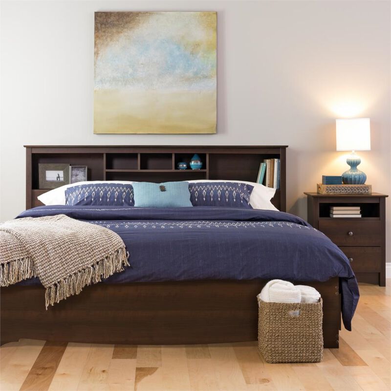 Prepac Espresso Fremont Tall 2 Drawer Nightstand with Open Shelf