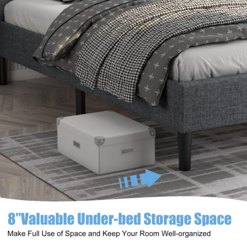 Hivvago Twin Size Upholstered Bed Frame with Button Tufted Headboard