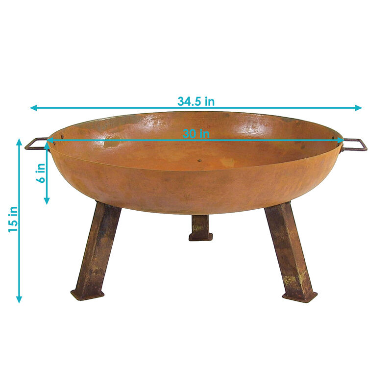 Sunnydaze Rustic Cast Iron Wood-Burning Fire Pit with Handles