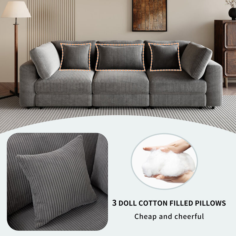 Merax Modern 3 Seater Sofa with 5 Pillows