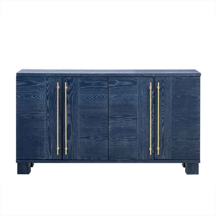 Clihome Sideboard Buffet Cabinet with Storage, Wood Sideboard with Adjustable Shelves and Gold Handles for Kitchen, Dining Room and Living Room (Antique Navy)