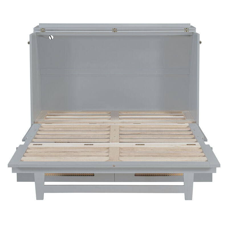 Merax Murphy Bed Cabinet with Large Drawer,USB Ports and Outlets