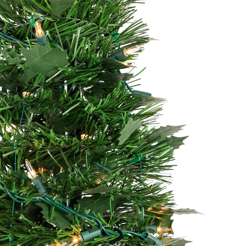 4' Pre-Lit Green Tinsel Pop-Up Artificial Christmas Tree  Clear Lights