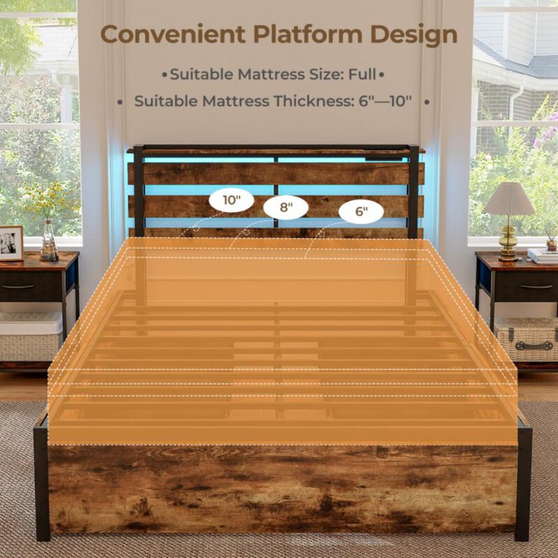 Hivvago Bed Frame with Drawers LED Lights and USB Ports