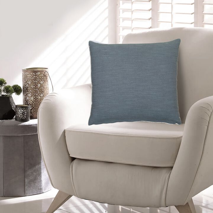 Ina 22 Inch Accent Throw Pillow Set of 4, Square, Classic Blue Cotton Linen -