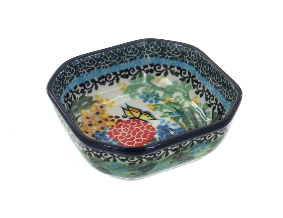 Blue Rose Polish Pottery Hummingbird Small Square Dish