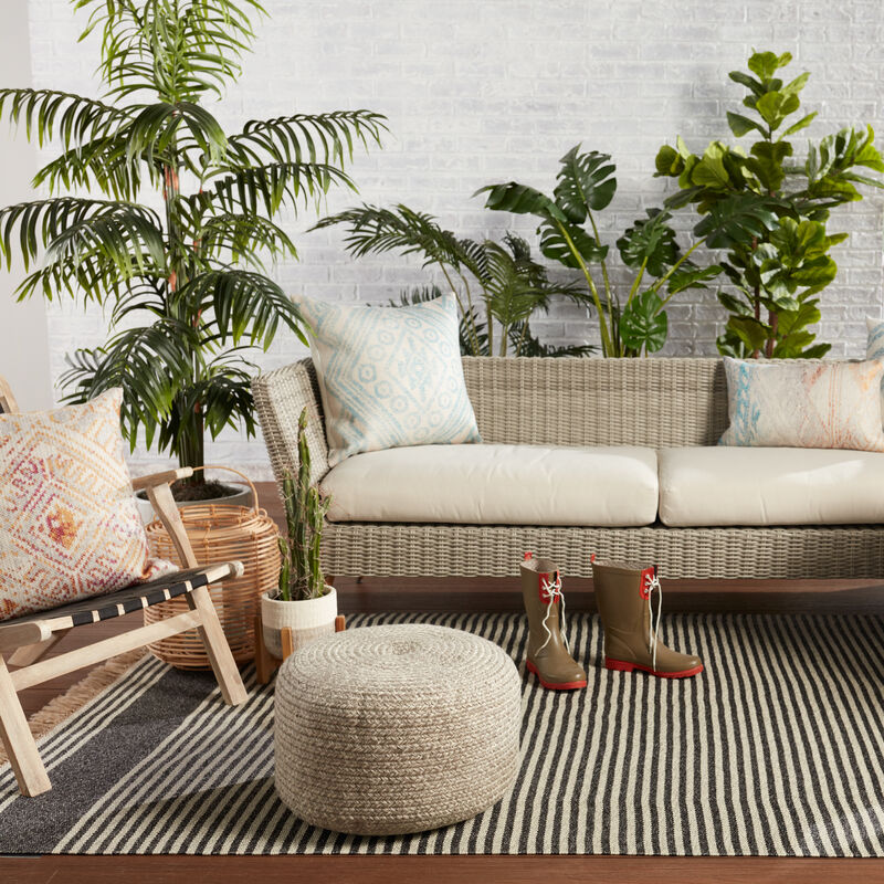 Saba Solar Pouf in Flint Gray
