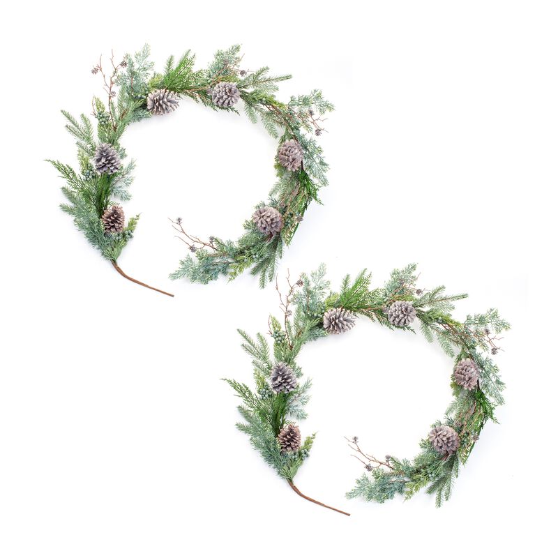 Juniper and Pine Garland for Holiday and Winter Home Décor (Set of 2)