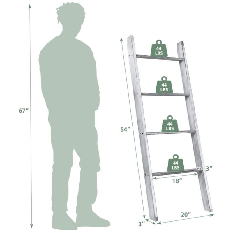 Hivvago 4-Tier Wall Leaning Ladder Shelf Stand