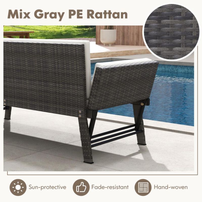 Hivvago Outdoor Convertible Sofa Daybed with Adjustable Armrests for Balcony