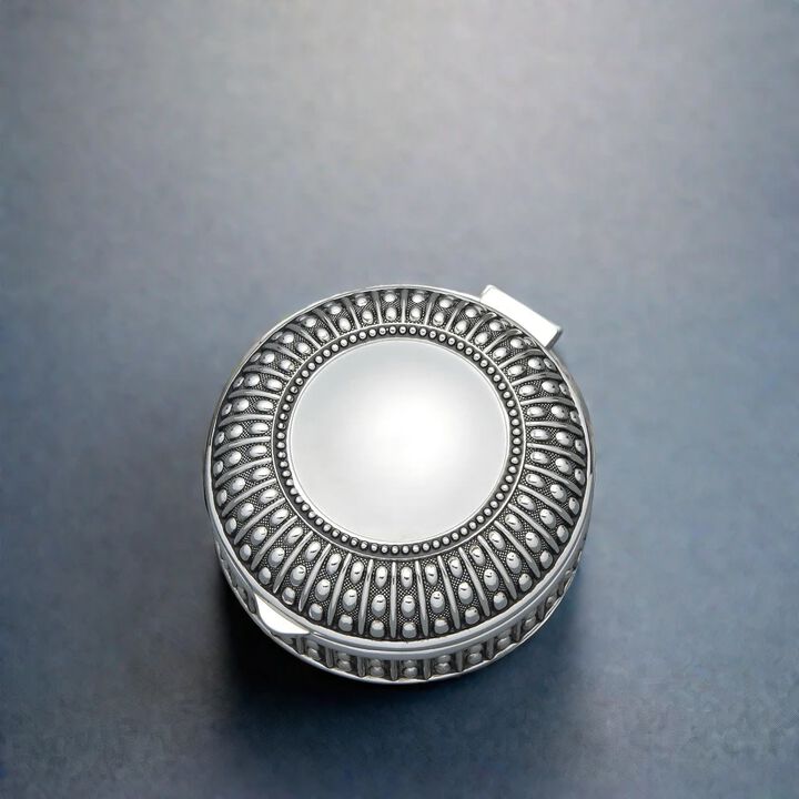 3" Silverplated Round Antique-Style Box with Beaded Detail