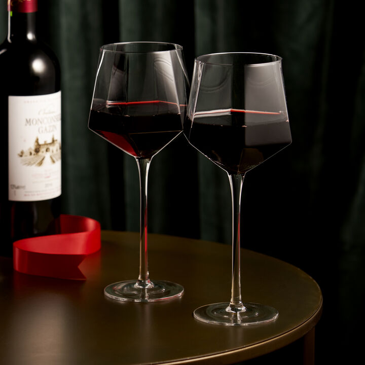 Seneca Diamond Crystal Wine Glasses Set of 2
